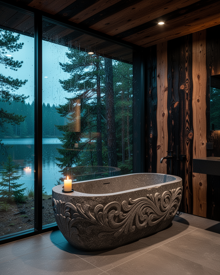 Cabin soaking bath — atmospheric still for harbour